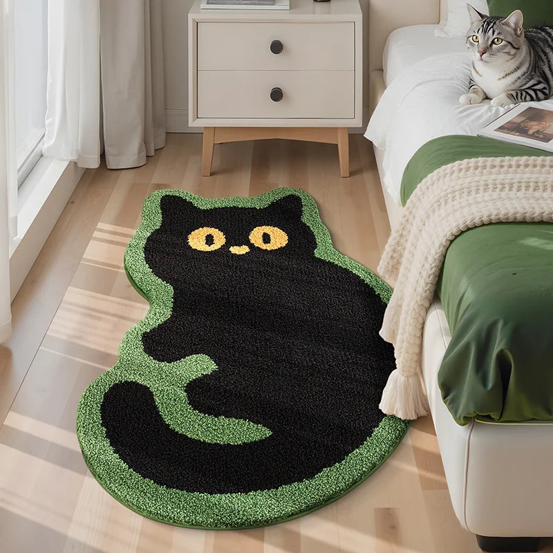 black cat shaped bath mat alternate product view