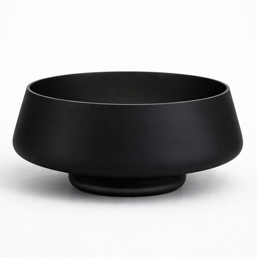 black frosted glass bowl sculptural decorative vessel 25cm main product view