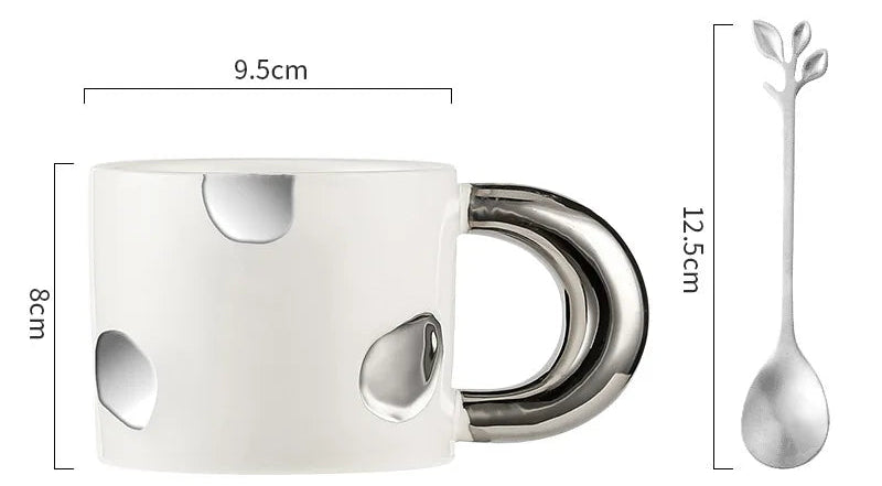 black gold ceramic mug large handle 350ml coffee cup modern kitchen gift product view 5