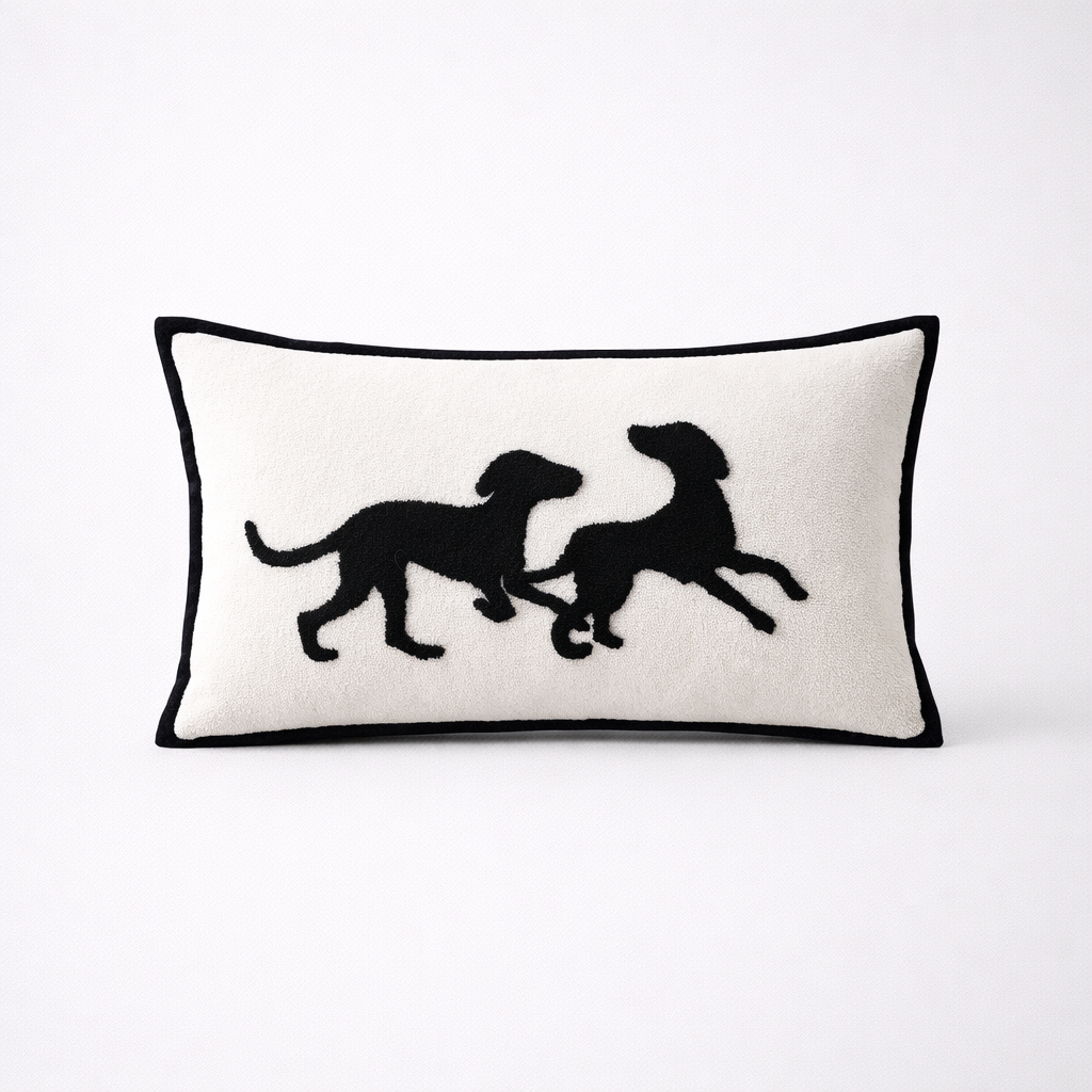 black gold silhouette lumbar cushion cover main product view