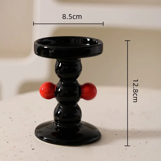 black red geometric ceramic candle holder modern color block decor alternate product view