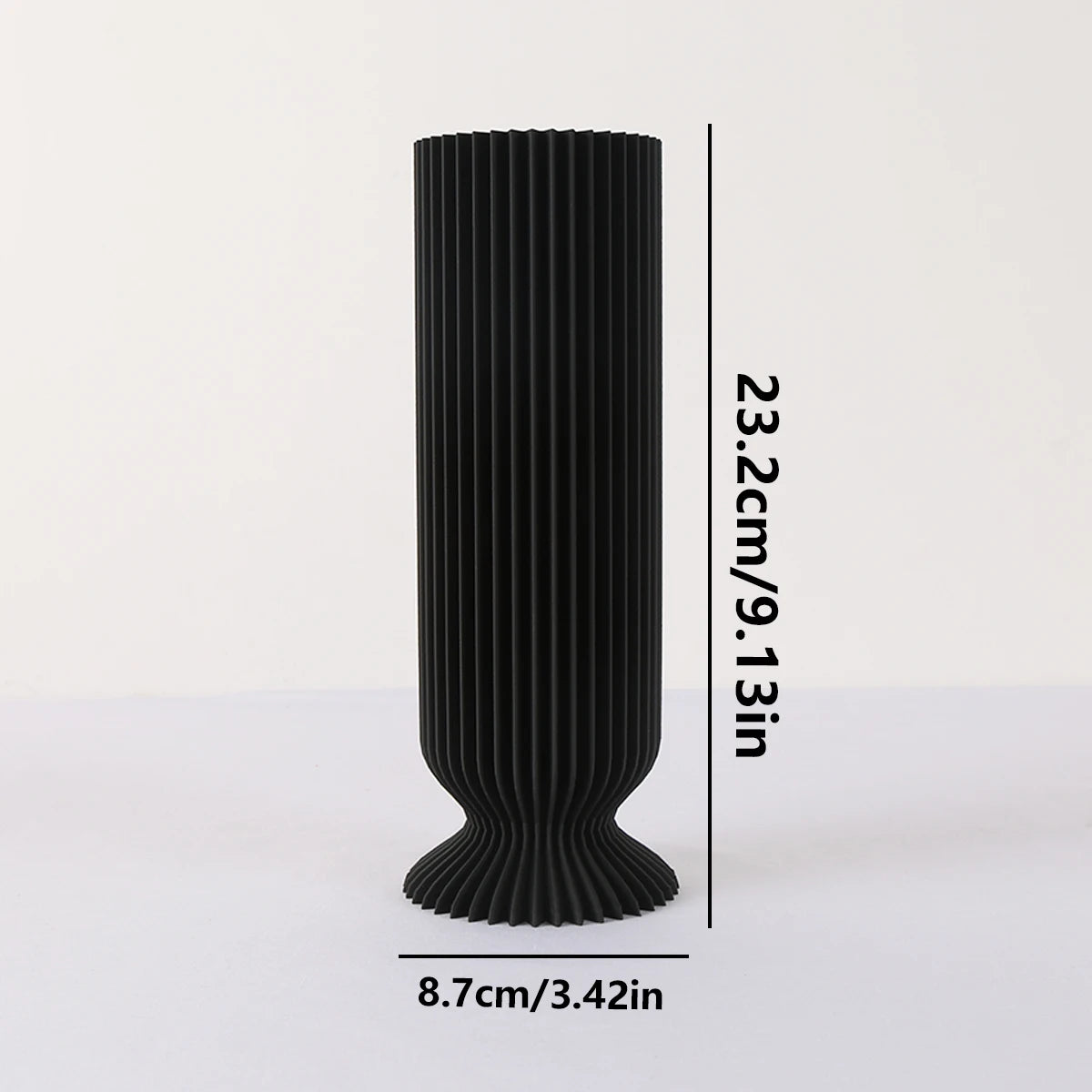 black ribbed vase modern textured flower vessel alternate product view
