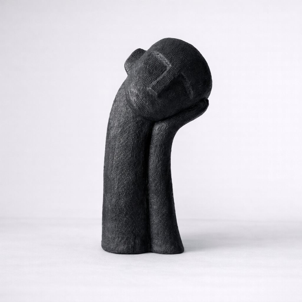 black sleeping figure resin sculpture main product view