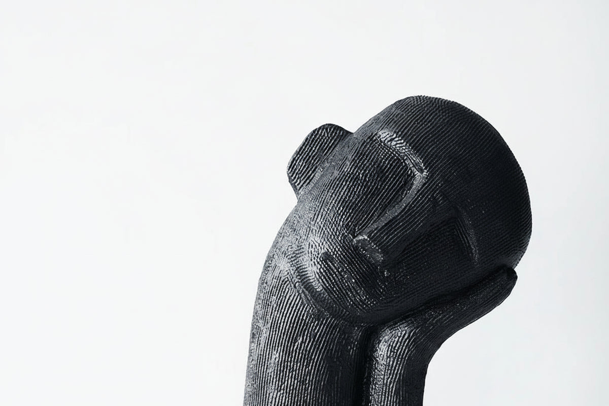 black sleeping figure resin sculpture alternate product view