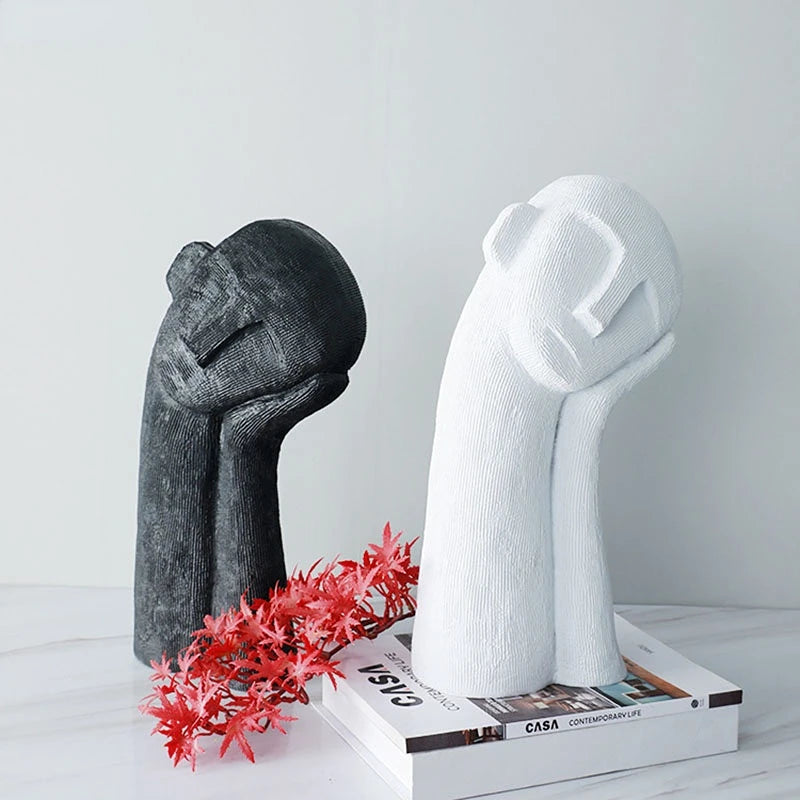 black sleeping figure resin sculpture detail product view