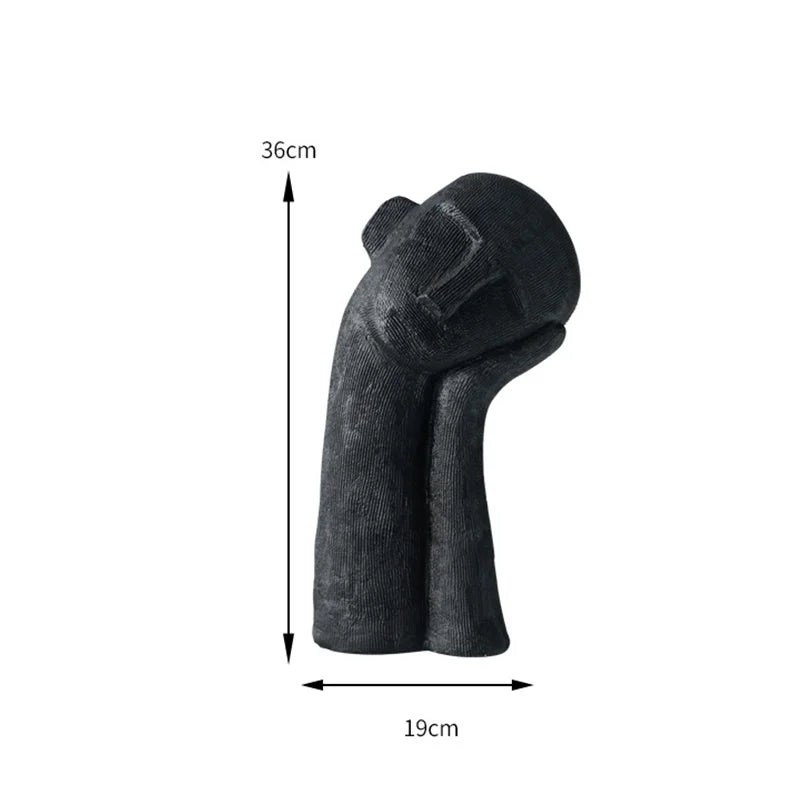 black sleeping figure resin sculpture product view 5