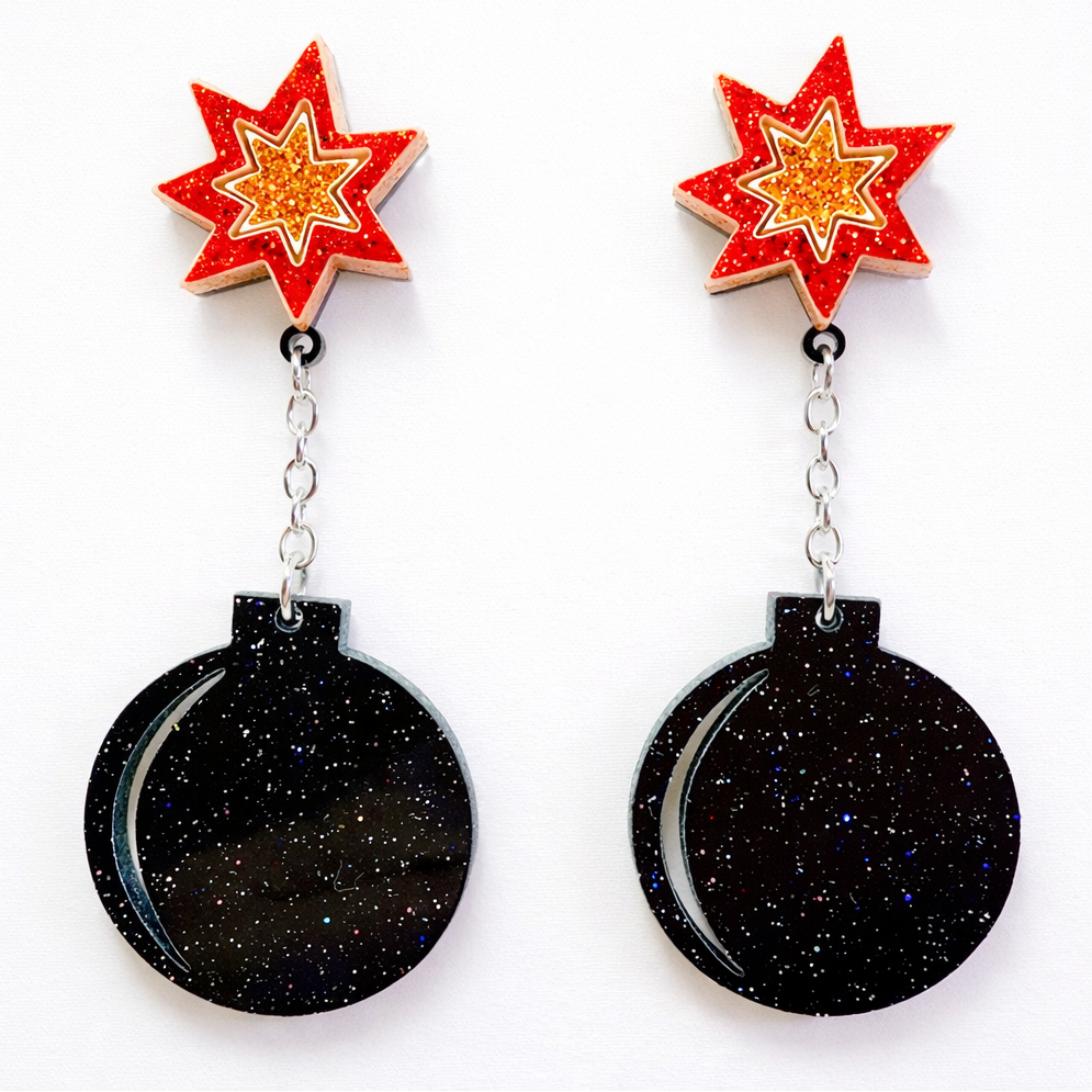 black star drop earrings main product view