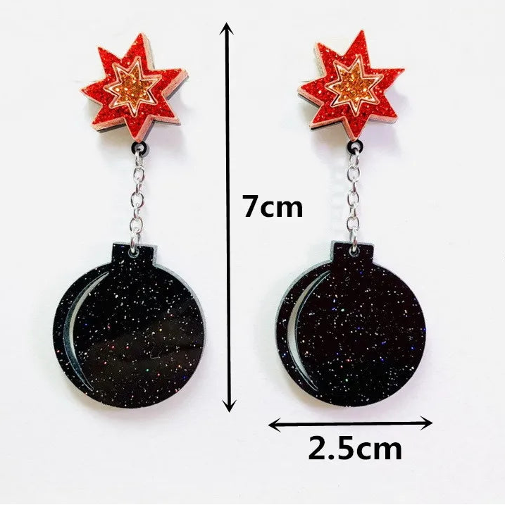 black star drop earrings styled product view