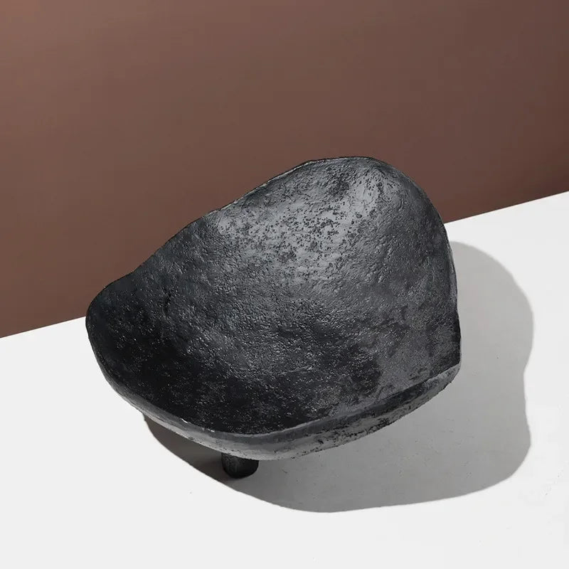 Black Three Legged Fruit Bowl Kitchen Counter Storage Dining Table Centerpiece Sculpture Housewarming Gift Minimalist Home Styling Accessory detail view 4