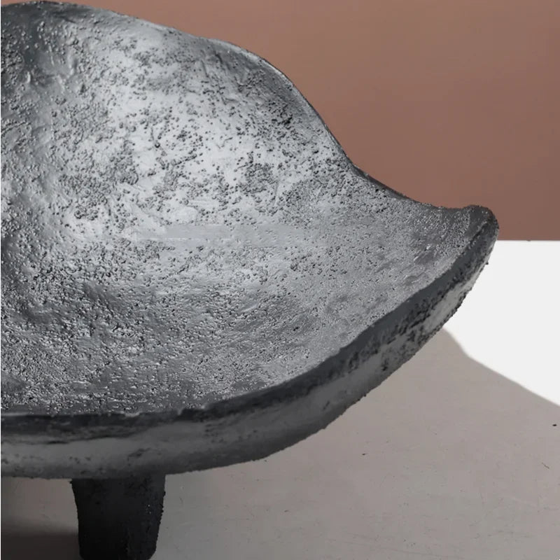 Black Three Legged Fruit Bowl Kitchen Counter Storage Dining Table Centerpiece Sculpture Housewarming Gift Minimalist Home Styling Accessory detail view 6