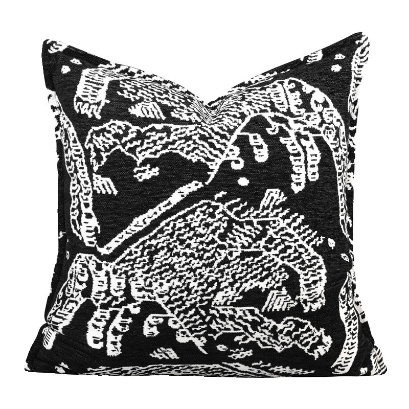 black white african embroidered cushion cover alternate product view