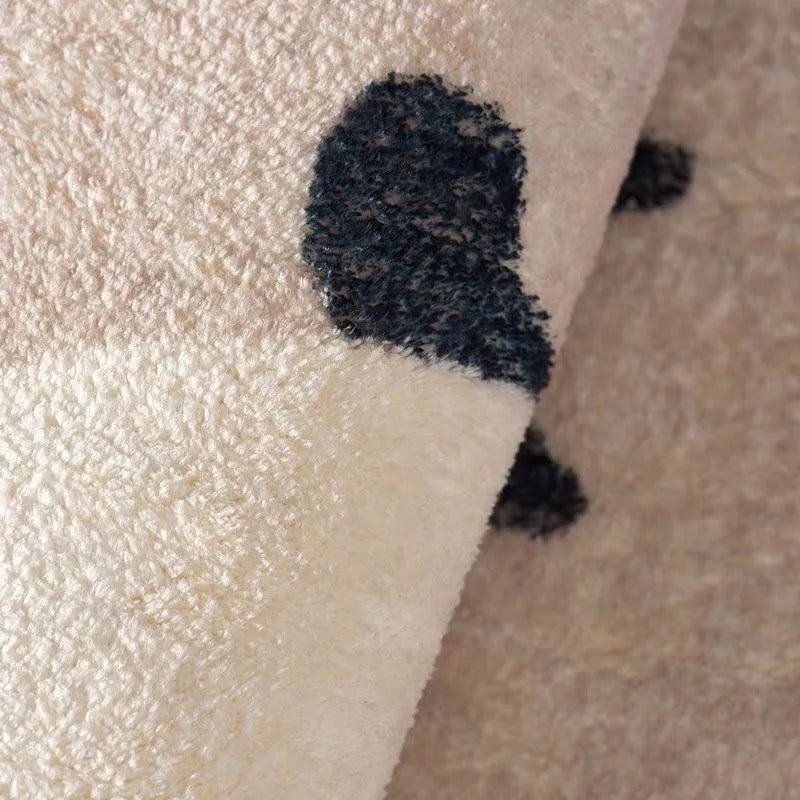 Black White Animal Print Rug Plush styled detail view
