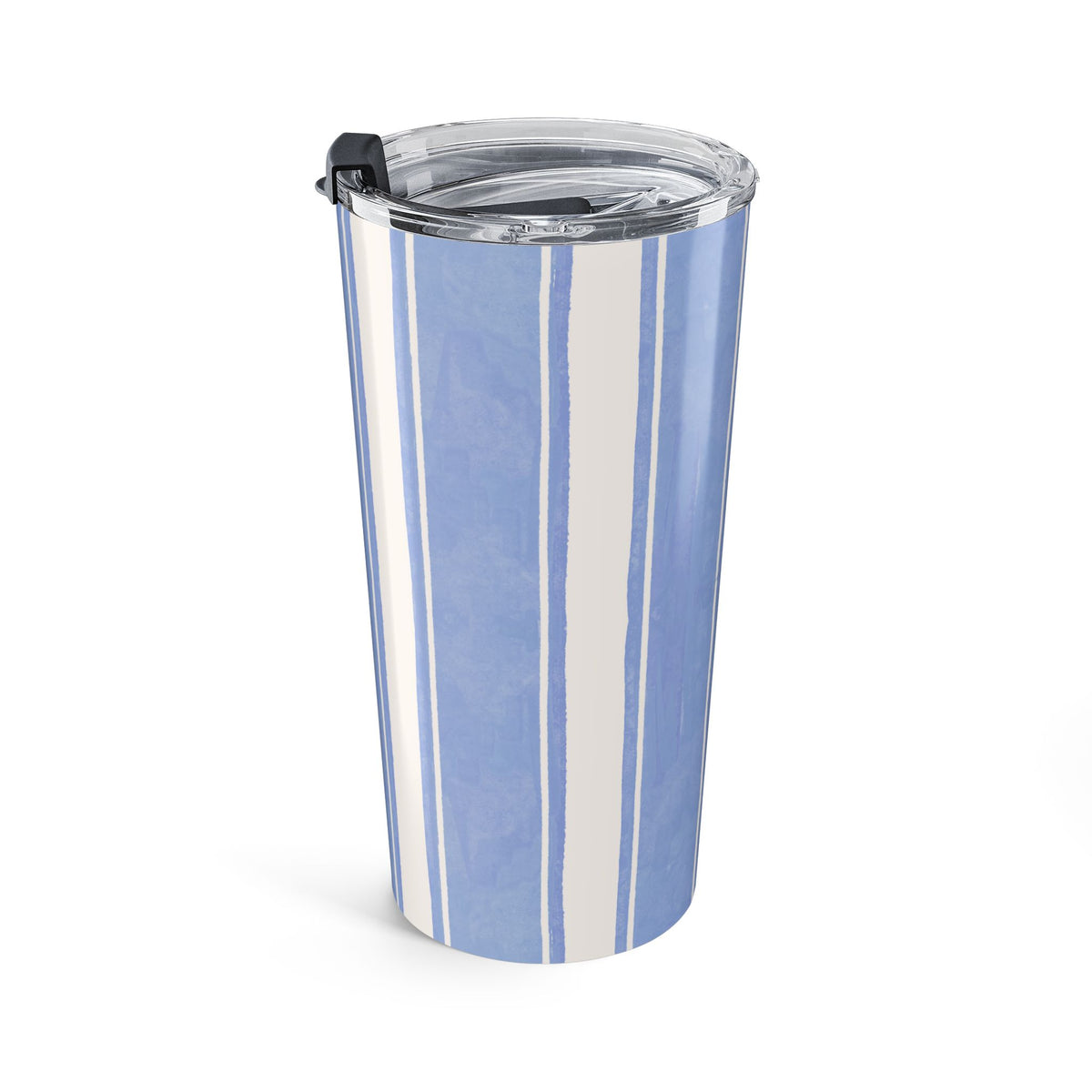 Blue Striped Coastal Tumbler for Beach Lovers Nautical Travel Mug Summer Vacation Gift Ocean Inspired
