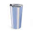 Blue Striped Coastal Tumbler for Beach Lovers Nautical Travel Mug Summer Vacation Gift Ocean Inspired