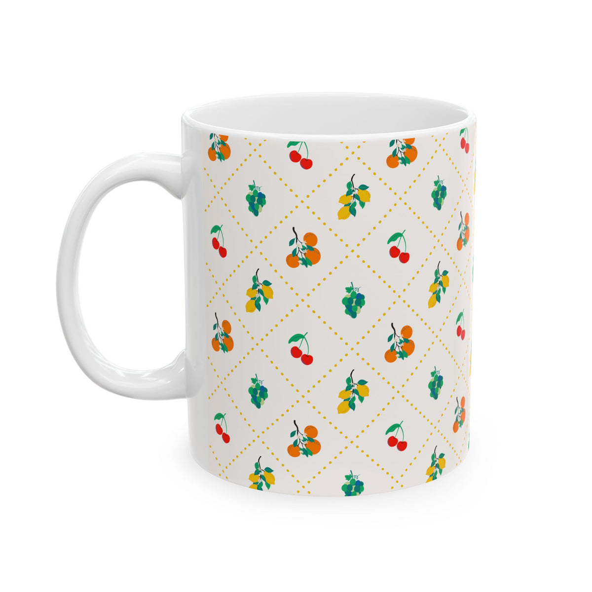 Bright Fruit Ceramic Mug Cherry Orange Leaf Kitchen Coffee Tea Cup Dishwasher Microwave Safe Summer