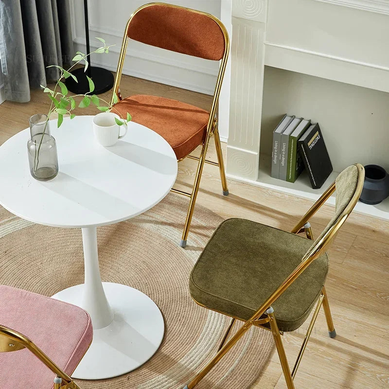 brown corduroy folding dining chair 81 5cm detail product view