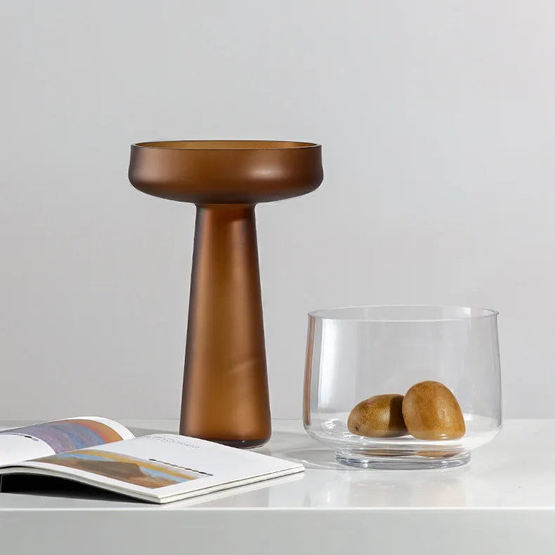 brown glass sculptural vase modern tabletop 27 5cm styled product view