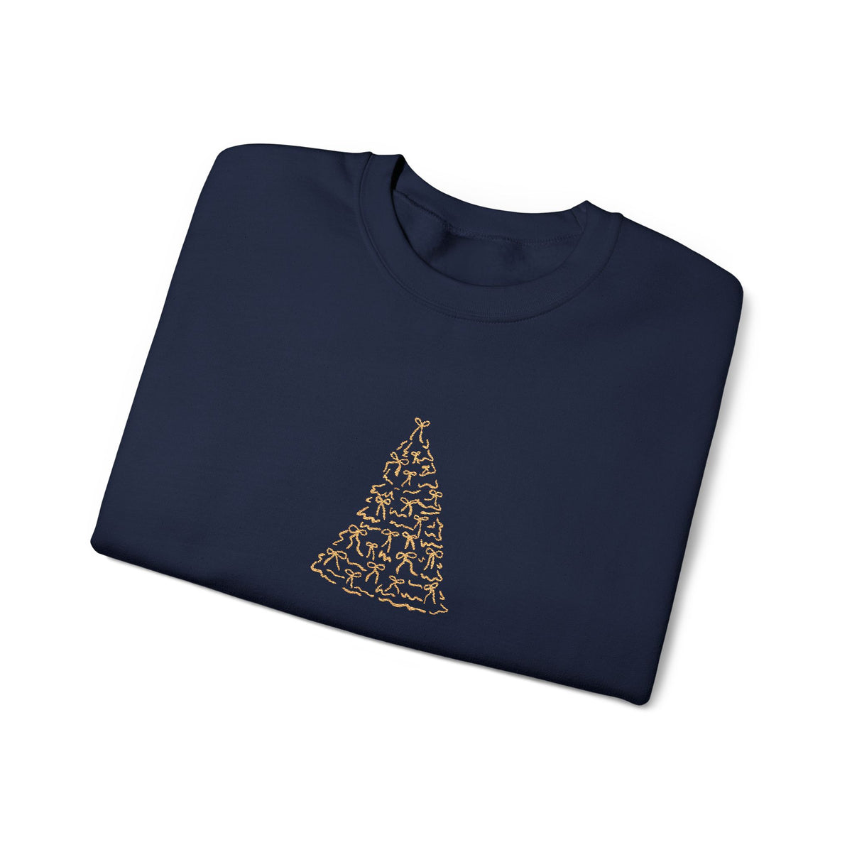 Brown Gold Minimalist Embroidered Christmas Tree Sweatshirt For Women Cozy Holiday Crewneck Elegant – product image 5