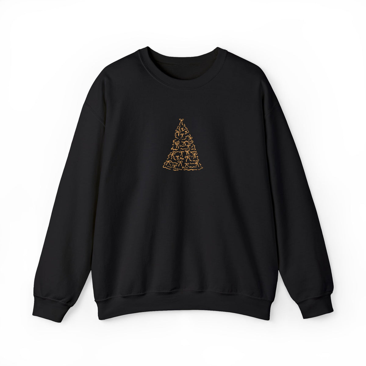 Brown Gold Minimalist Embroidered Christmas Tree Sweatshirt For Women Cozy Holiday Crewneck Elegant – product image 9