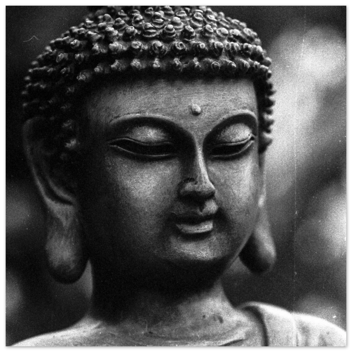 Buddha Wall Art Black White Meditation Photography Foam Board Print Zen Spiritual Decor Mindfulness
