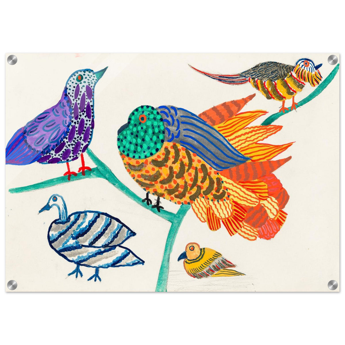 Colorful birds 1914 Atelier Martine Paul Poiret folk art acrylic print #PD_303 - view 3