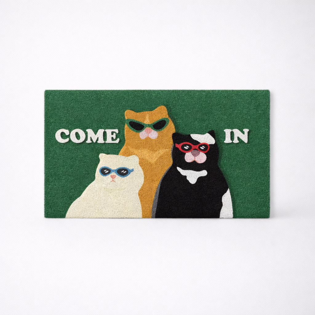Funny cat doormat anti slip PVC entrance rug