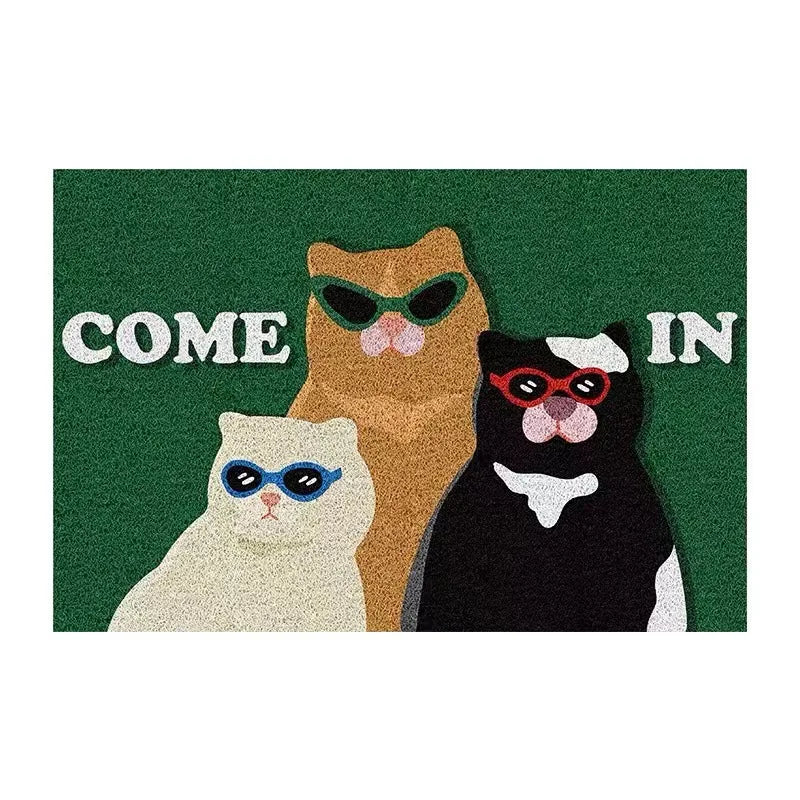 Funny cat floor mat entryway rug