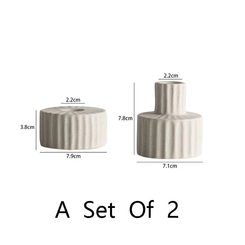 Ceramic candle stand pair minimalist mantel decor