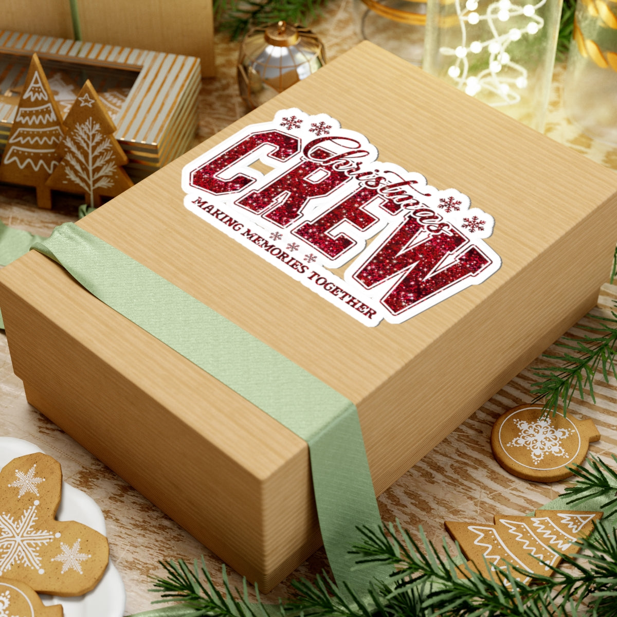 Christmas Crew Sticker Gift For Wife Glitter Vinyl Decal Holiday Laptop Journal Accent Stocking – product image 9