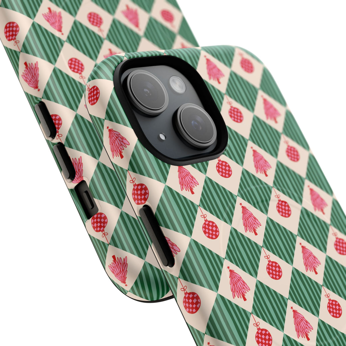 Christmas Ornament Phone Case Gift For Sister Magnetic iPhone Cover Holiday Harlequin Pattern Tough – product image 10
