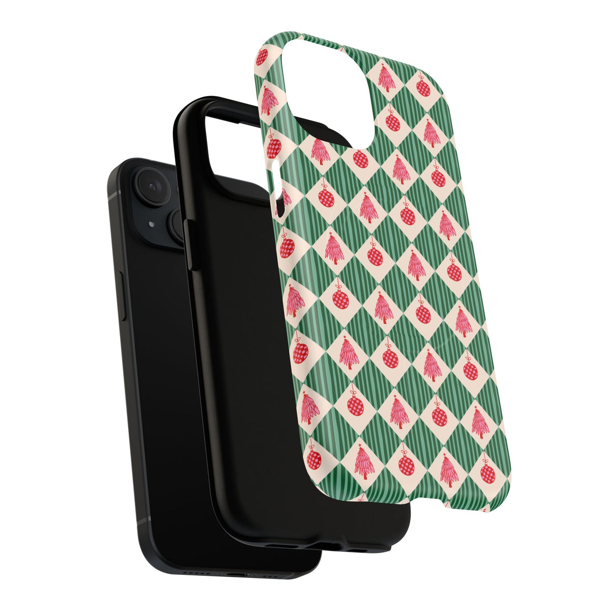 Christmas Ornament Phone Case Gift For Sister Magnetic iPhone Cover Holiday Harlequin Pattern Tough – product image 11