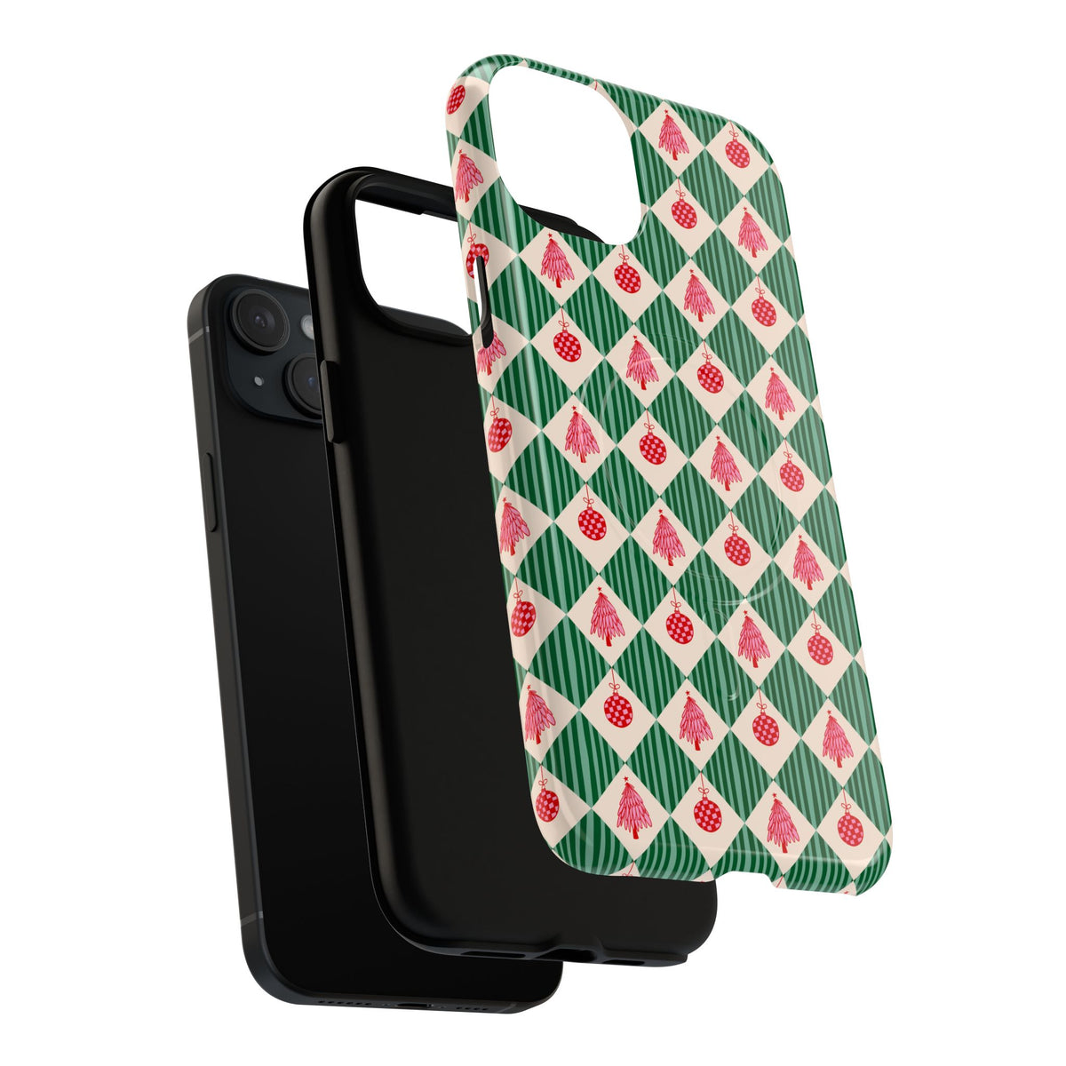 Christmas Ornament Phone Case Gift For Sister Magnetic iPhone Cover Holiday Harlequin Pattern Tough – product image 17