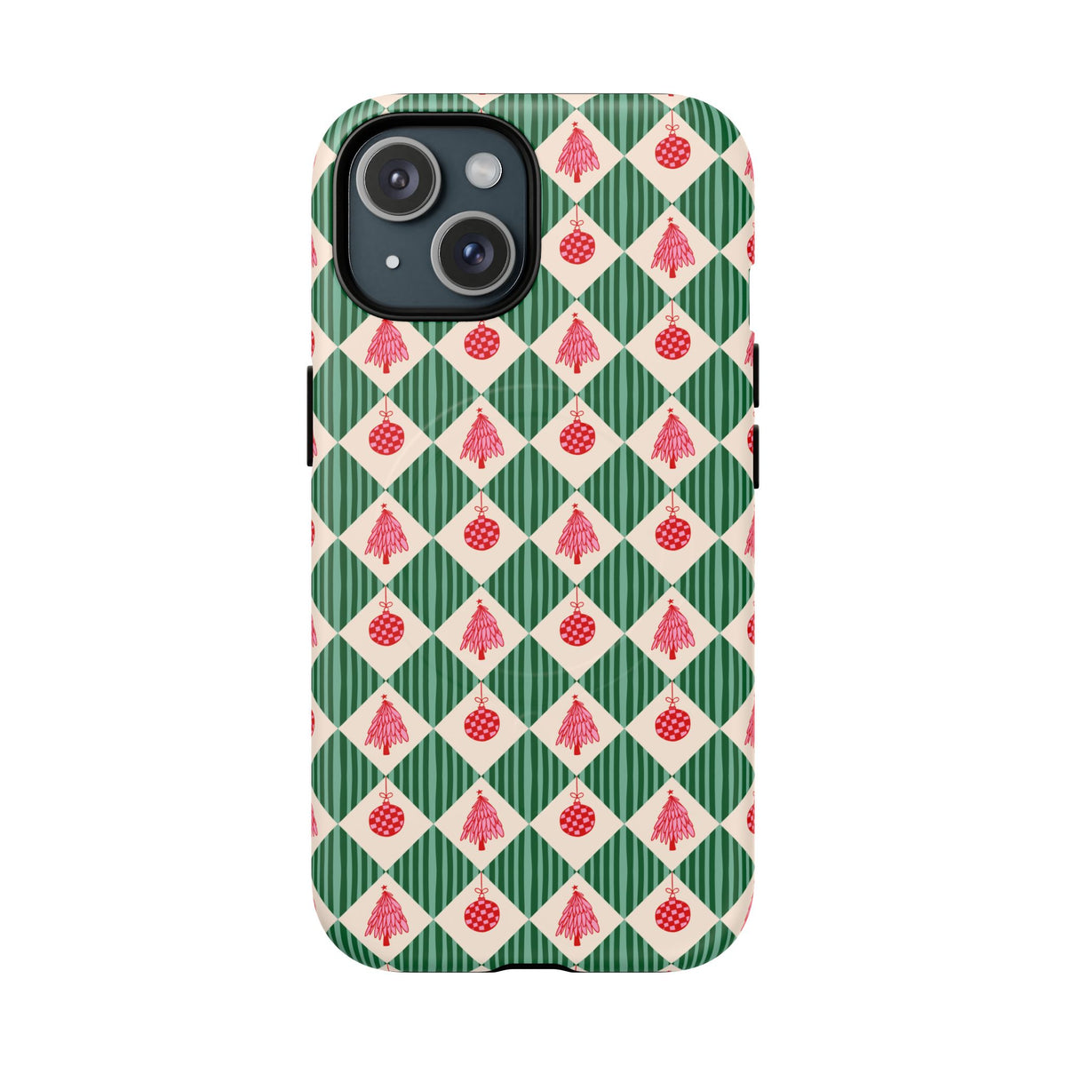 Christmas Ornament Phone Case Gift For Sister Magnetic iPhone Cover Holiday Harlequin Pattern Tough – product image 2