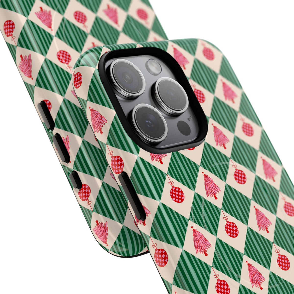 Christmas Ornament Phone Case Gift For Sister Magnetic iPhone Cover Holiday Harlequin Pattern Tough – product image 20