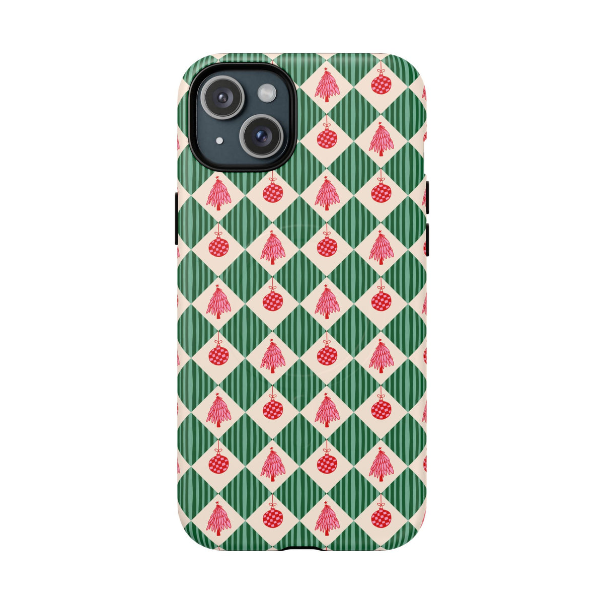 Christmas Ornament Phone Case Gift For Sister Magnetic iPhone Cover Holiday Harlequin Pattern Tough – product image 6