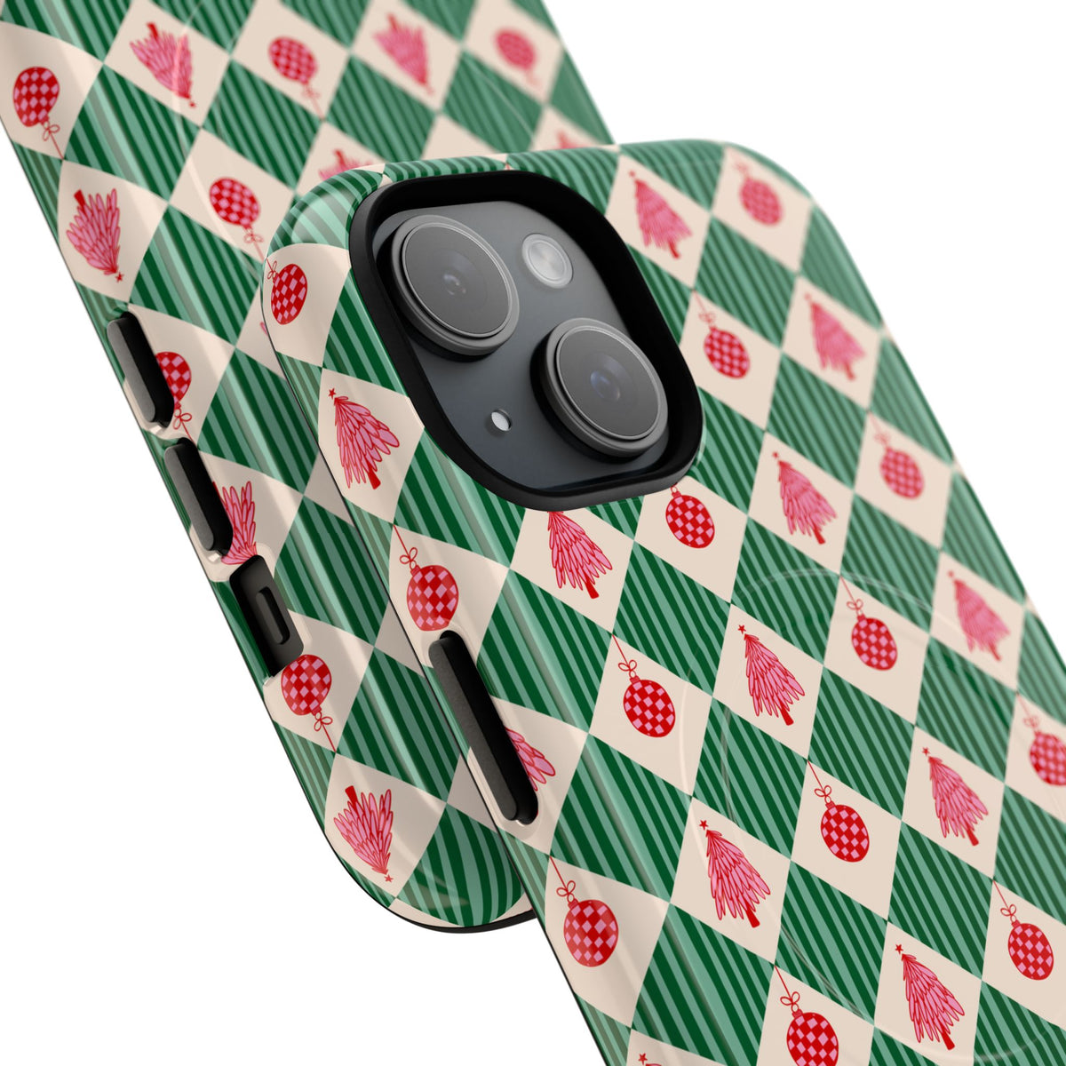 Christmas Ornament Phone Case Gift For Sister Magnetic iPhone Cover Holiday Harlequin Pattern Tough – product image 8