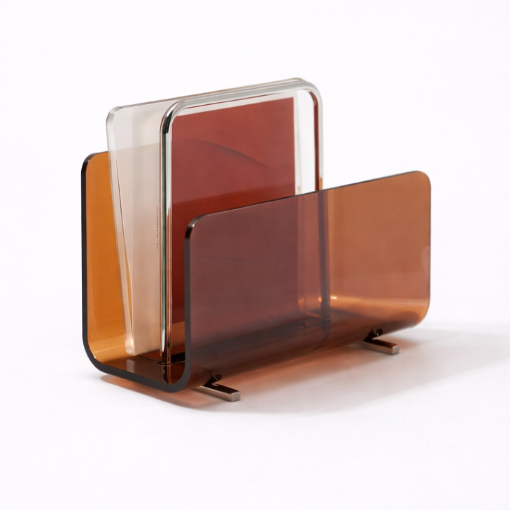 Clear Acrylic Metal Bookend Sculpture Geometric Bookshelf main