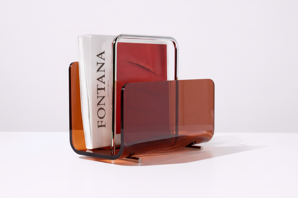Clear Acrylic Metal Bookend Sculpture Geometric Bookshelf