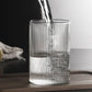 Japanese Ribbed Glass Coffee Mug, Heat-Resistant Striped Glass Cup, Transparent,