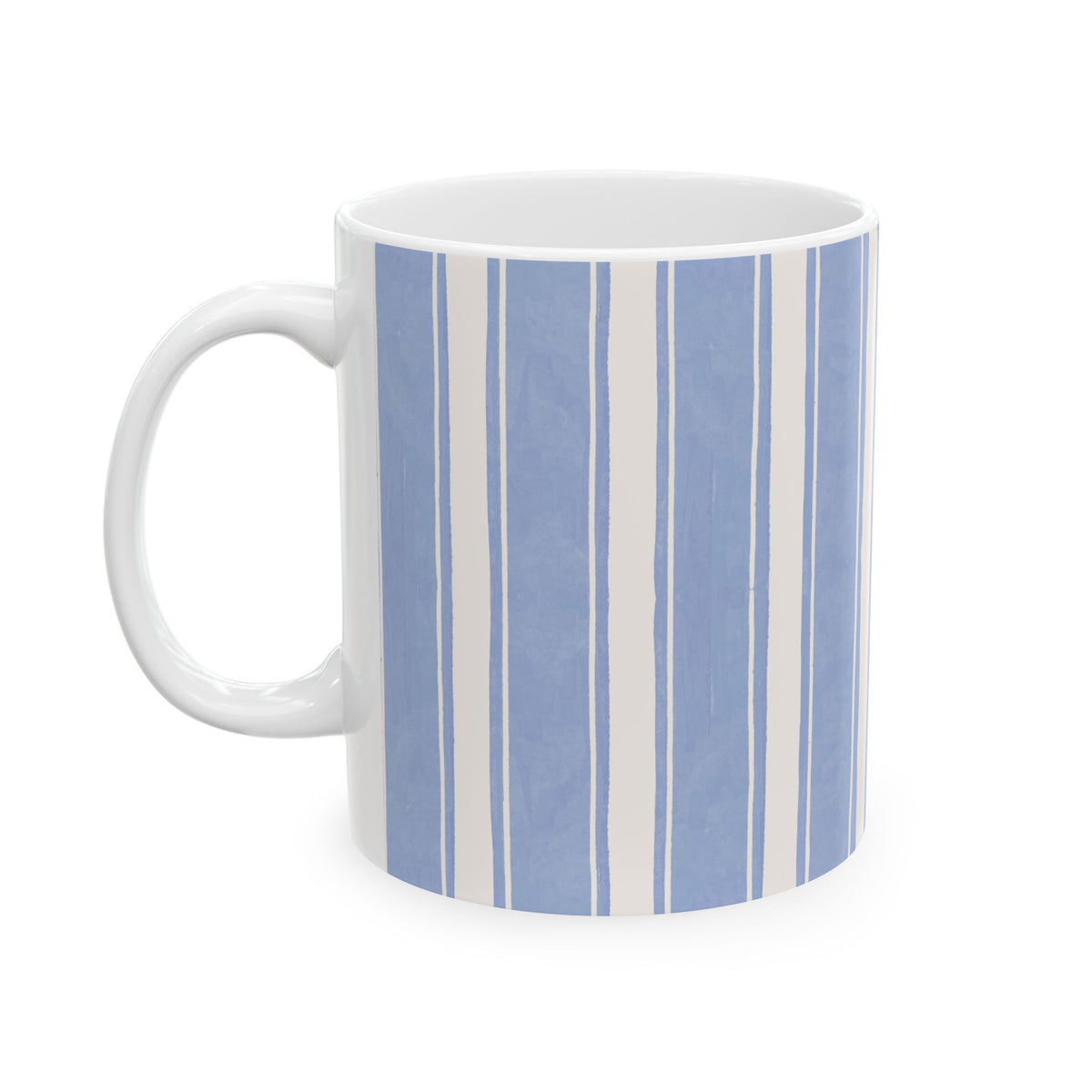 Coastal Stripe Coffee Mug for Beach House Kitchens Nautical Tea Cup Ocean Inspired Gift Blue Summer