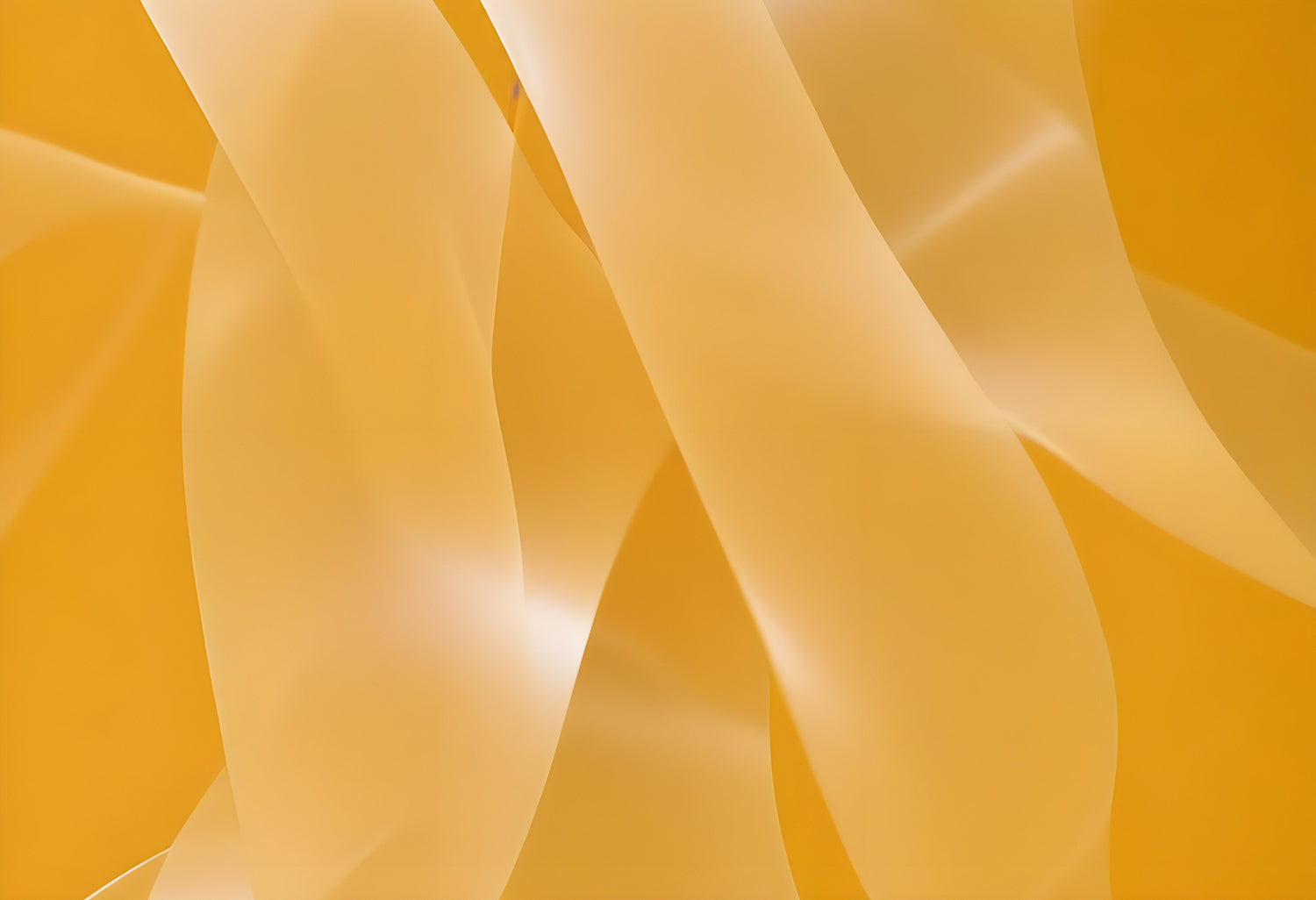 Abstract yellow ribbons flowing elegantly in soft light create a dynamic and vibrant atmosphere in an artistic composition