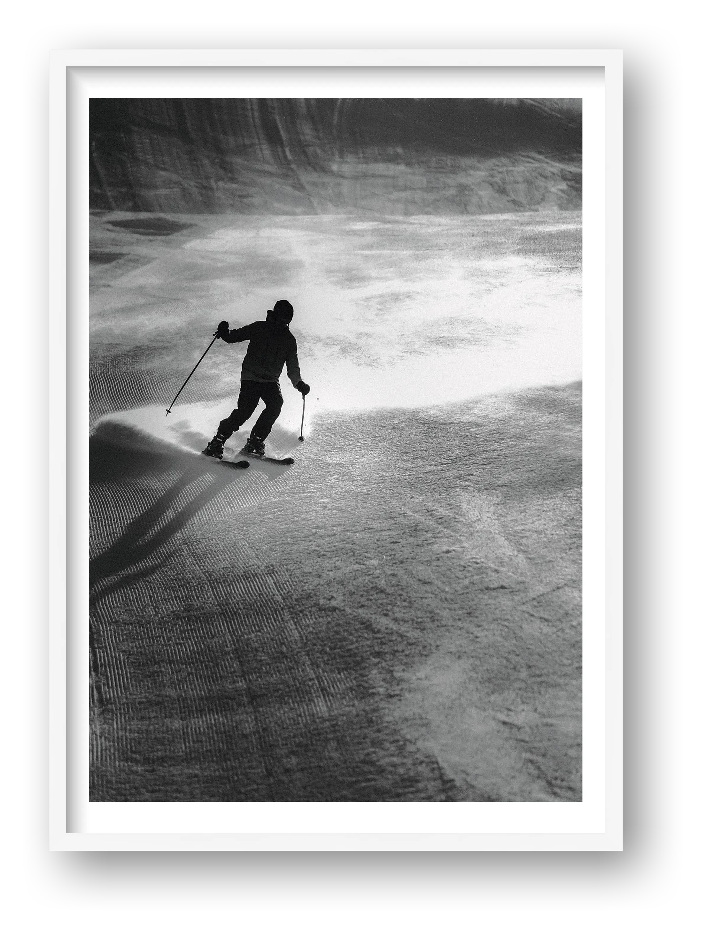 Skiing fine art photograph Champex Lac Switzerland Black, print #454 by Kzara Visual