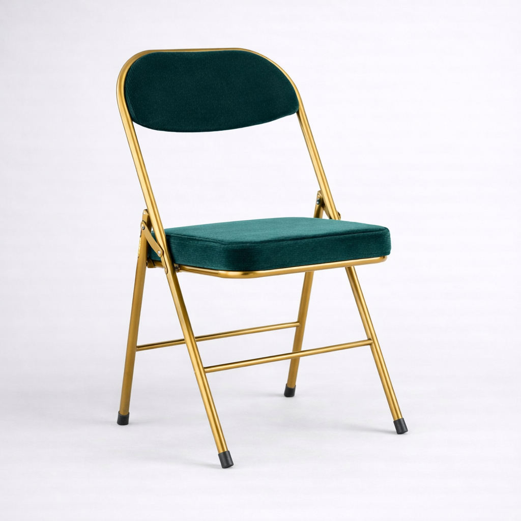 Dark green corduroy dining chair titanium finish legs