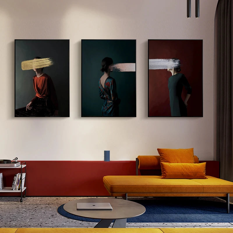 Black gold portrait canvas contemporary artwork