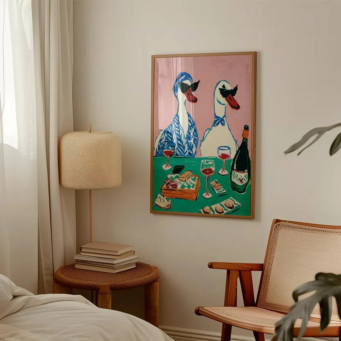 Duck Dinner Party cotton canvas wall art