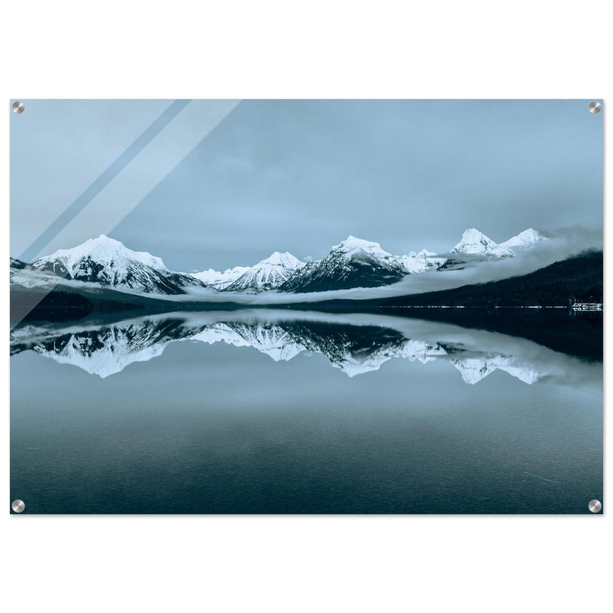 Lake McDonald Acrylic Print Mountain Reflection Winter Lake Nature Photography Gallery Feature Home Styling Room Feature Travel Gift #PD_309