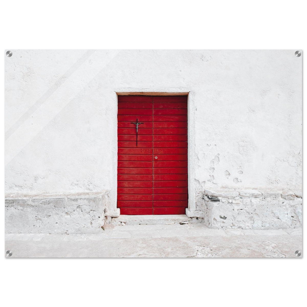 Vibrant Red Doorway - Minimalist Architectural Acrylic Print #148