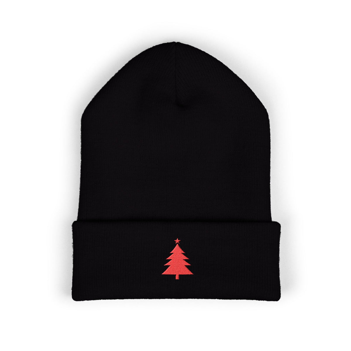 Embroidered Christmas Tree Beanie Minimalist Winter Hat Embroidered Holiday Knit Cap Cozy Cold