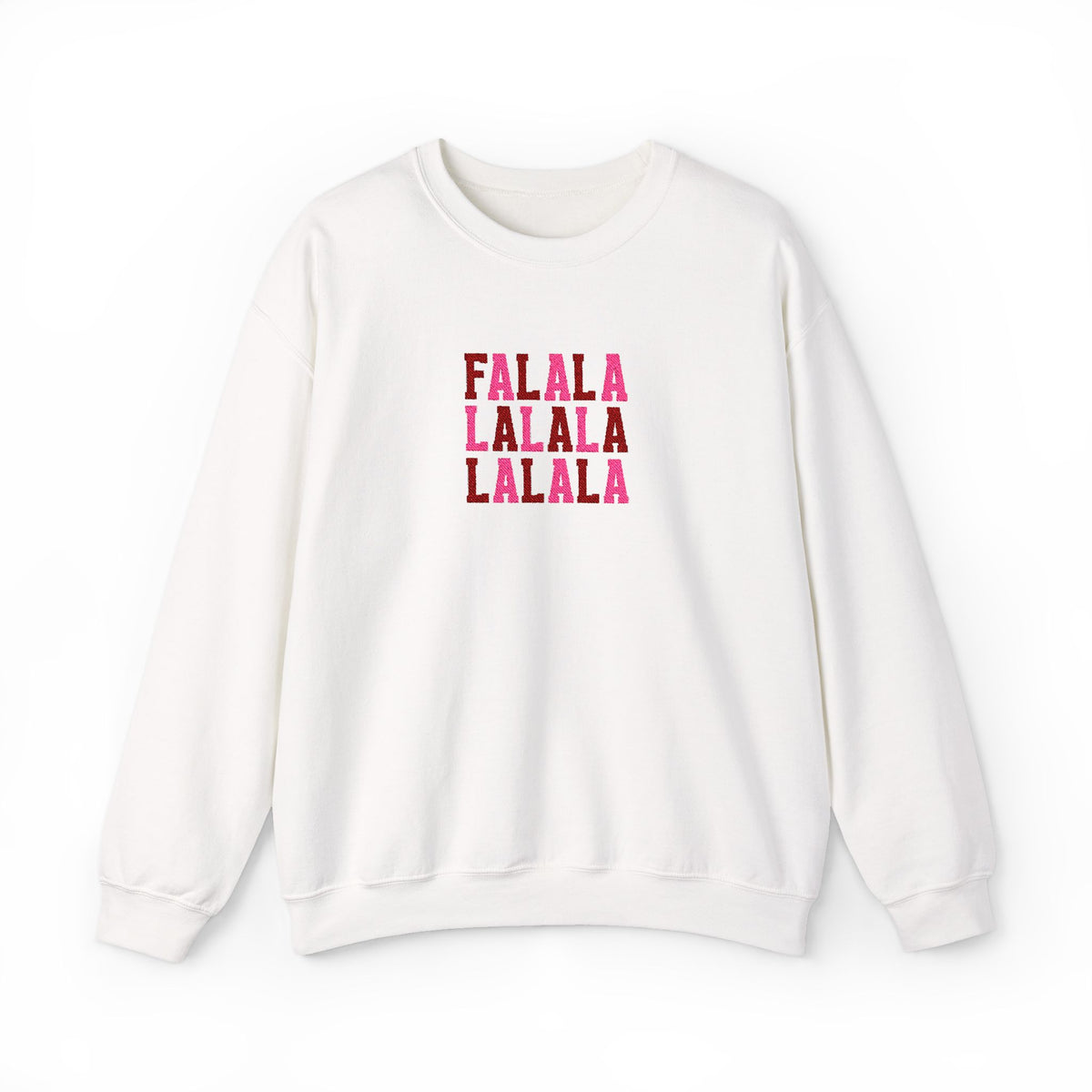 Embroidered Fa La La Sweatshirt Pink Holiday Pullover Caroling Crewneck Festive Music Lover Top Cute – product image 5