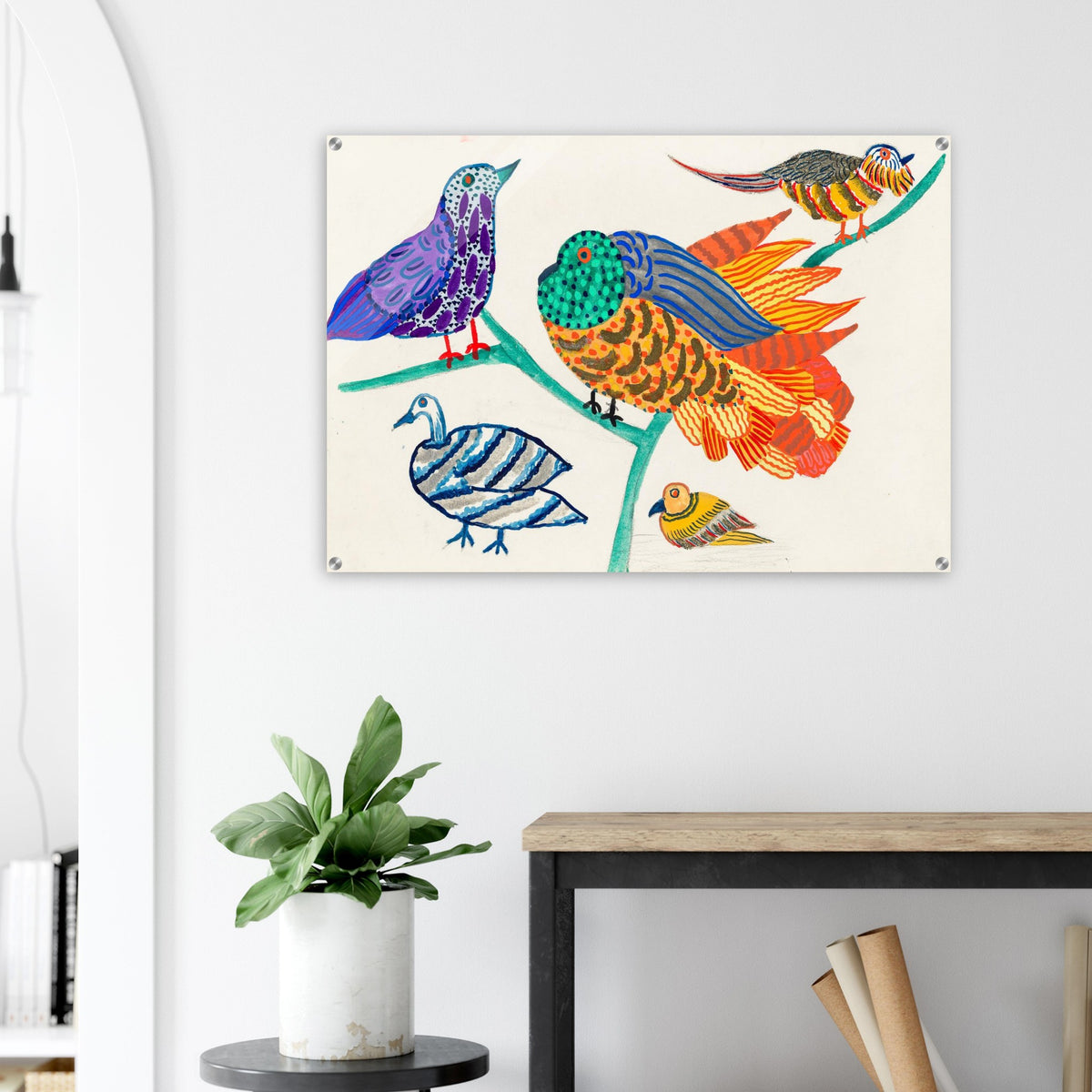 Colorful birds 1914 Atelier Martine Paul Poiret folk art acrylic print #PD_303 - view 5